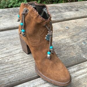 New Materia Prima By Goffredo Fantini Leather Ankle Booties Boots 37 Turquoise